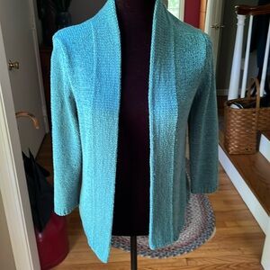 August Silk seafoam green open cardigan. Size medium in EUC.